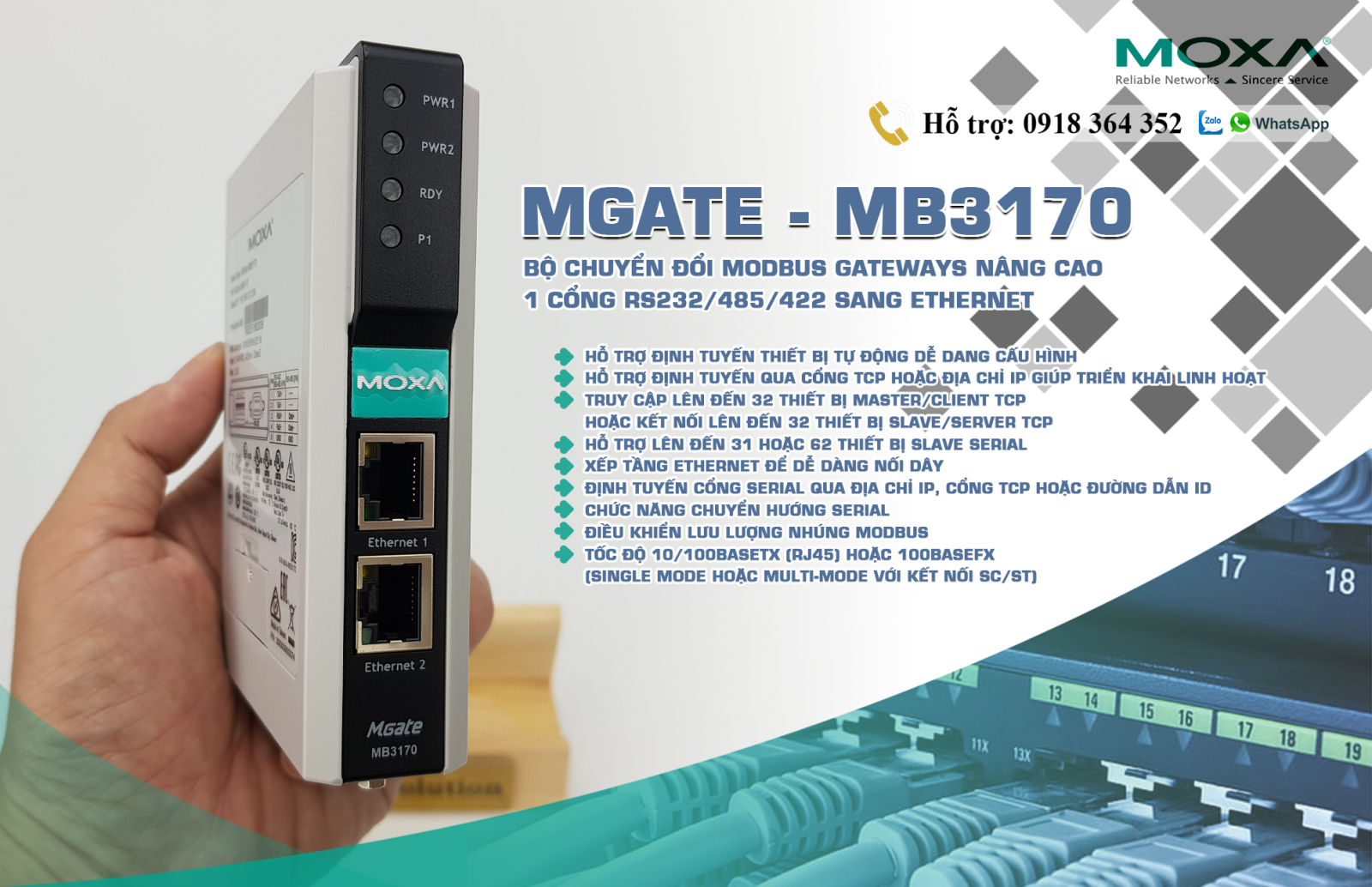 MGate MB3170-T-IEX - Bộ chuyển đổi Modbus 1 cổng - Chứng nhận IECEx ...